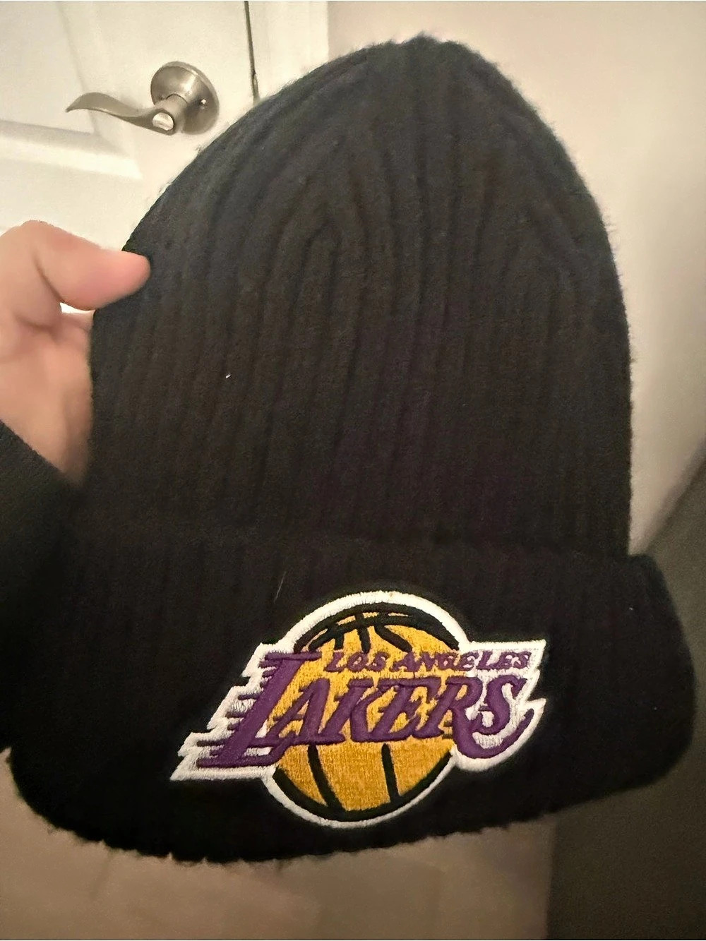 Los Angeles Lakers Embroidered Beanie Black & Purple